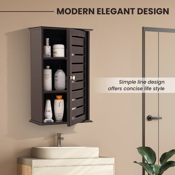 NNECW Wall-Mounted Wooden Storage Cabinet for Bathroom-Coffee