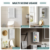 NNECW Wall-Mounted Wooden Storage Cabinet for Bathroom-White