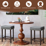 NNECW Set of 2 Saddle Barstools with Backless Nailhead Fabric Seat-Grey