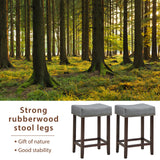 NNECW Set of 2 Saddle Barstools with Backless Nailhead Fabric Seat-Grey