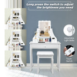 NNECW Modern Makeup Table with 10 LED Dimmable Bulbs for Women