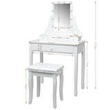 NNECW Modern Makeup Table with 10 LED Dimmable Bulbs for Women