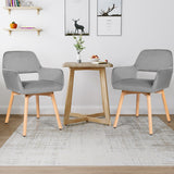 NNECW Set of 2 Velvet Fabric Lounge Chairs with Solid Wood Legs for Living Dining Room Grey