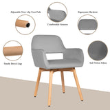 NNECW Set of 2 Velvet Fabric Lounge Chairs with Solid Wood Legs for Living Dining Room Grey