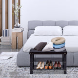 NNECW 3-Tier Bamboo Shoe Bench Holds up to 6 Pairs for Entryway-Black