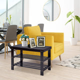 NNECW 3-Tier Bamboo Shoe Bench Holds up to 6 Pairs for Entryway-Black