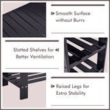 NNECW 3-Tier Bamboo Shoe Bench Holds up to 6 Pairs for Entryway-Black