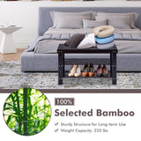 NNECW 3-Tier Bamboo Shoe Bench Holds up to 6 Pairs for Entryway-Black