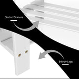 NNECW 3-Tier Bamboo Shoe Bench Holds up to 6 Pairs for Entryway-White