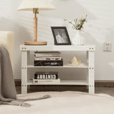 NNECW 3-Tier Bamboo Shoe Bench Holds up to 6 Pairs for Entryway-White
