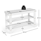 NNECW 3-Tier Bamboo Shoe Bench Holds up to 6 Pairs for Entryway-White