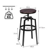 NNECW Set of 2 Counter Height Bar Chairs with 360 Degree Swivel Seat for Kitchen/Cafe
