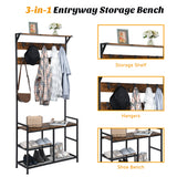 NNECW 3-In-1 Multifunctional Coat Rack Stand with Storage Shelf for Entryway