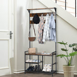 NNECW 3-In-1 Multifunctional Coat Rack Stand with Storage Shelf for Entryway