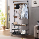 NNECW 3-In-1 Multifunctional Coat Rack Stand with Storage Shelf for Entryway