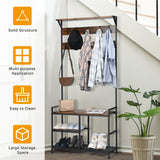 NNECW 3-In-1 Multifunctional Coat Rack Stand with Storage Shelf for Entryway