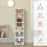 NNECW Wooden Shoe Rack with 8 Levels and Large Capacity for Entry/Living Room-White