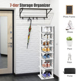NNECW Wooden Shoe Rack with 8 Levels and Large Capacity for Entry/Living Room-White