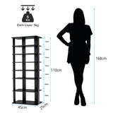 NNECW 7-Tier Industrial Vertical Shoe Rack for Entryway-Black