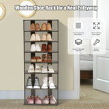 NNECW 7-Tier Industrial Vertical Shoe Rack for Entryway-Black
