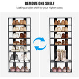 NNECW 7-Tier Industrial Vertical Shoe Rack for Entryway-Black