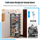 NNECW 7-Tier Industrial Vertical Shoe Rack for Entryway-Black