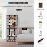 NNECW 7-Tier Industrial Vertical Shoe Rack for Entryway-Black