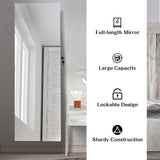 NNECW Lockable Jewelry Storage Cabinet with Frameless Mirror