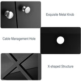 NNECW Media Console Cabinet with Cable Management Hole for Living Room-Black