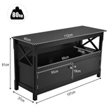 NNECW Media Console Cabinet with Cable Management Hole for Living Room-Black