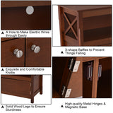 NNECW Media Console Cabinet with Cable Management Hole for Living Room-Brown