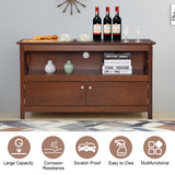 NNECW Media Console Cabinet with Cable Management Hole for Living Room-Brown