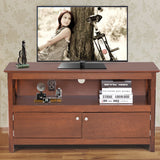 NNECW Media Console Cabinet with Cable Management Hole for Living Room-Brown