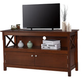 NNECW Media Console Cabinet with Cable Management Hole for Living Room-Brown