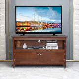NNECW Media Console Cabinet with Cable Management Hole for Living Room-Brown