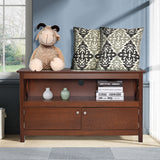 NNECW Media Console Cabinet with Cable Management Hole for Living Room-Brown