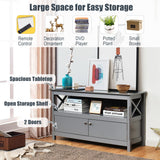 NNECW Media Console Cabinet with Cable Management Hole for Living Room-Grey