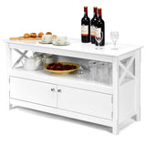 NNECW Media Console Cabinet with Cable Management Hole for Living Room-White