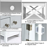 NNECW Media Console Cabinet with Cable Management Hole for Living Room-White