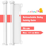 NNECW Retractable Baby Mesh Safety Gate with Lockable Handle for Doorway