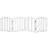 NNECW 4-Panel Folding Wooden Dog Gate with Anti-Scratch Pads-White
