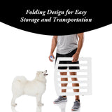 NNECW 4-Panel Folding Wooden Dog Gate with Anti-Scratch Pads-White