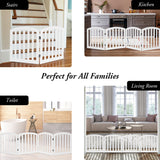 NNECW 4-Panel Folding Wooden Dog Gate with Anti-Scratch Pads-White