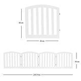 NNECW 4-Panel Folding Wooden Dog Gate with Anti-Scratch Pads-White