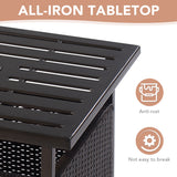 NNECW Rattan Coffee Table with Umbrella Hole & Metal Tabletop for Outdoor