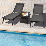 NNECW Rattan Coffee Table with Umbrella Hole & Metal Tabletop for Outdoor