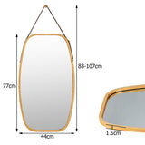 NNECW Hanging Wall-Mounted Mirror with Bamboo Frame