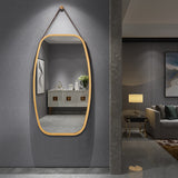 NNECW Hanging Wall-Mounted Mirror with Bamboo Frame