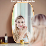 NNECW Hanging Wall-Mounted Mirror with Bamboo Frame