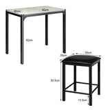 NNECW 3 Pieces Dining Table and Chairs Set with Faux Marble Tabletop for Home or Hotel Dining Room  White Table + Black Chairs